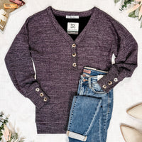 IN STOCK Brittney Button Sweater - Purple | Women's Long Sleeve FINAL SALE