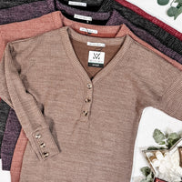 IN STOCK Brittney Button Sweater - Mocha FINAL SALE