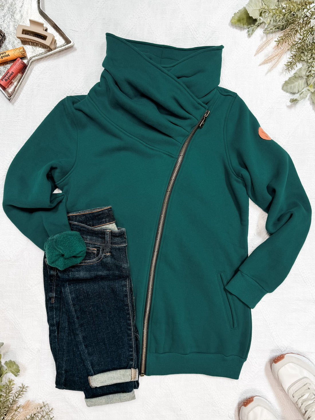 IN STOCK Quinn ZipUp Cowl - Evergreen | Women&