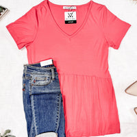 IN STOCK Sarah Ruffle Short Sleeve - Deep Coral | Women's Top