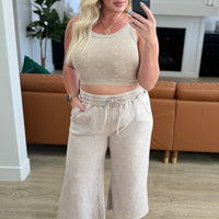 Acid Wash Wide Leg Sweatpants in Ash Mocha