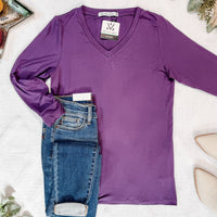 IN STOCK Larissa Long Sleeve - Purple | Women's V-Neck Top