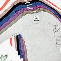 IN STOCK Larissa Long Sleeve - Light Grey | Women's V-Neck Top