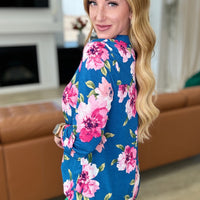 Lizzy Top in Teal and Magenta Floral