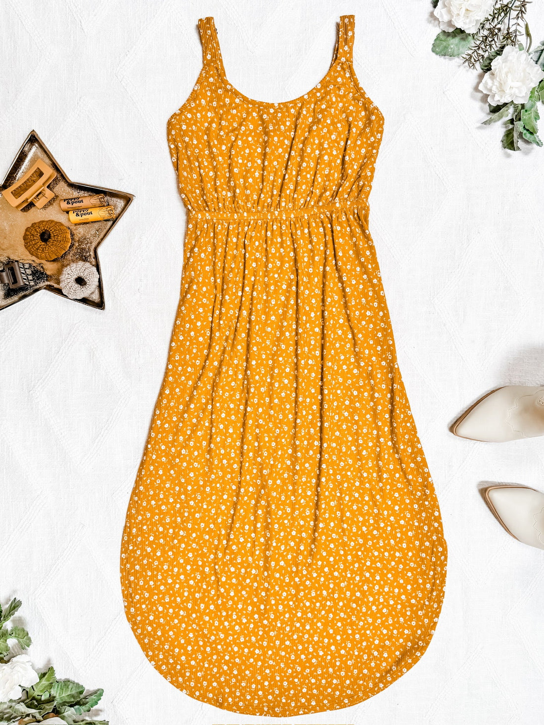 IN STOCK Reagan Ribbed Midi Dress - Pumpkin Floral | Women&