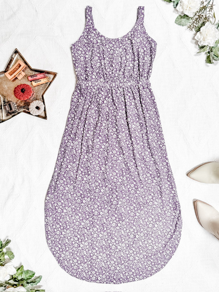 IN STOCK Reagan Ribbed Midi Dress - Lavender Floral | Women's Dress