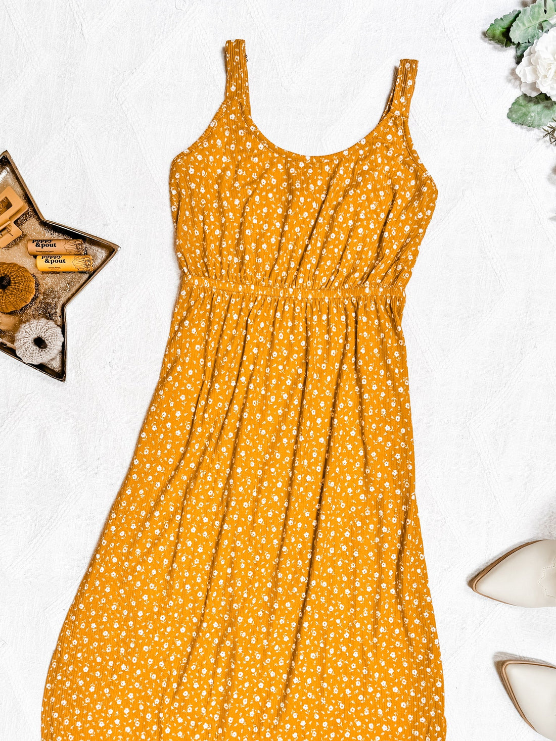 IN STOCK Reagan Ribbed Midi Dress - Pumpkin Floral | Women&