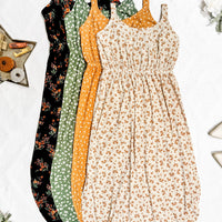 IN STOCK Reagan Ribbed Midi Dress - Pumpkin Floral | Women's Dress FINAL SALE