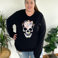 Floral Skull Long Sleeved Graphic Tee