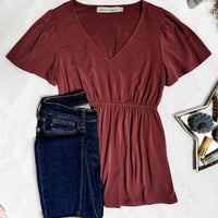 IN STOCK Emery Ruffle Top - Marsala | Women's Blouse FINAL SALE