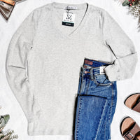 IN STOCK Leah Long Sleeve Top - Light Grey | Women's Casual Top