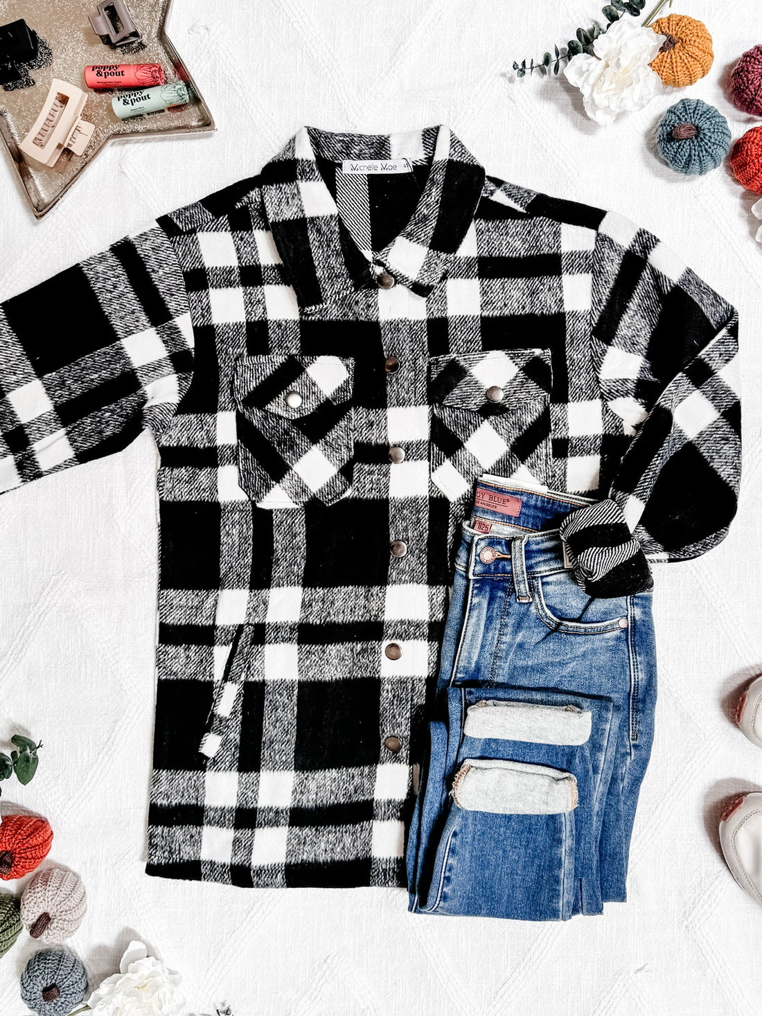 IN STOCK Norah Plaid Shacket - Classic Black and White | Women&