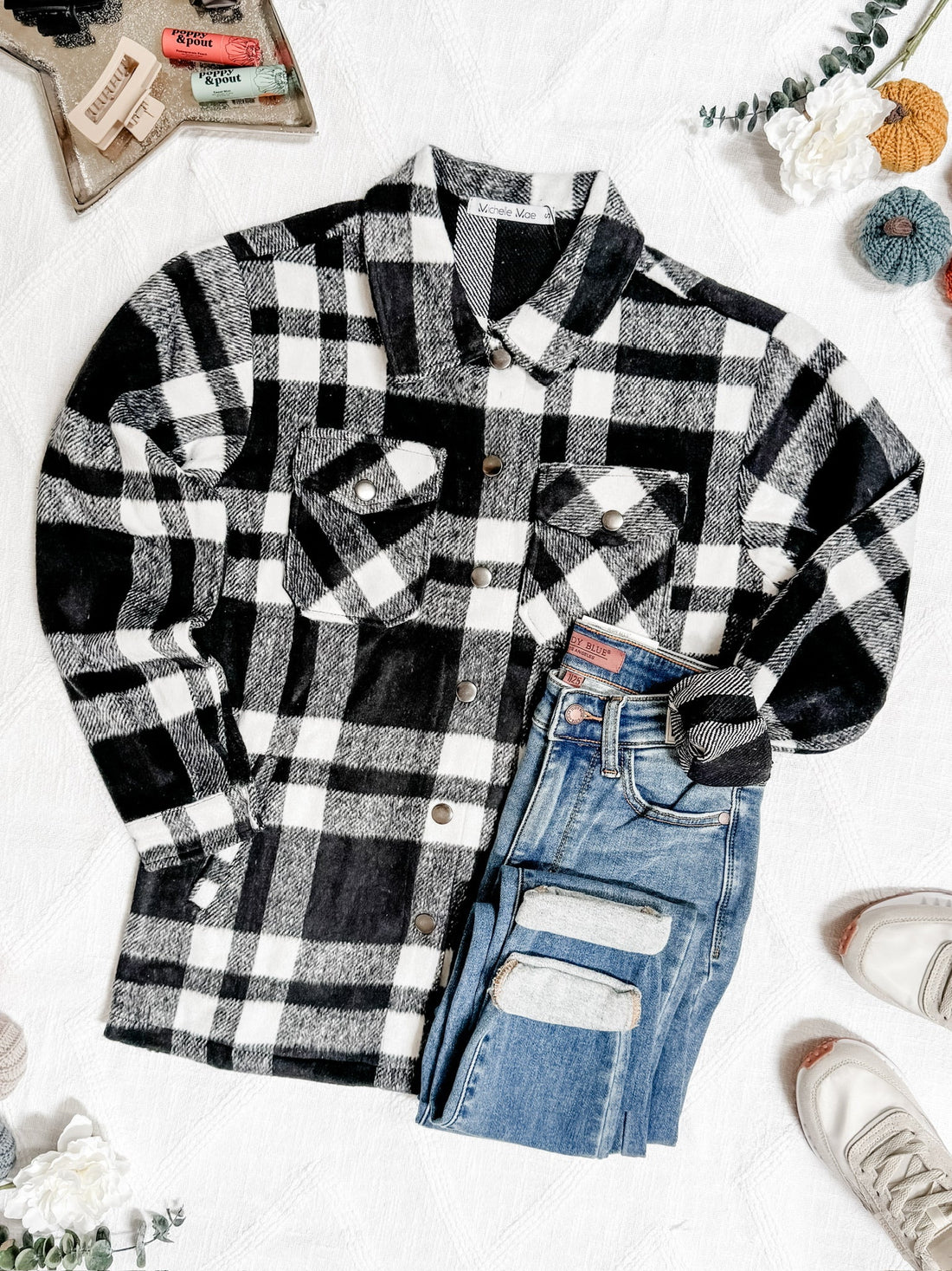 IN STOCK Norah Plaid Shacket - Classic Black and White | Women&