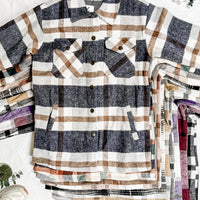 IN STOCK Norah Plaid Shacket - Grey and Tan | Women's Shacket FINAL SALE