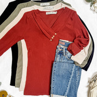 IN STOCK Brooklyn Button Top - Oatmeal