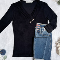 IN STOCK Brooklyn Button Top - Black