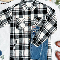 IN STOCK Norah Plaid Shacket - Ivory and Black