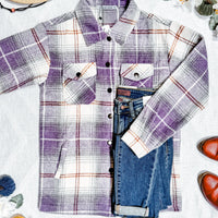 IN STOCK Norah Plaid Shacket - Purple and Gold FINAL SALE