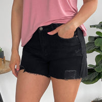 Think About It Black Denim Shorts