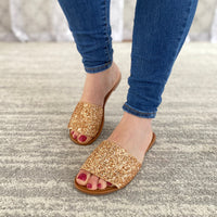 Ritzy Glitter Sandals in Rose Gold