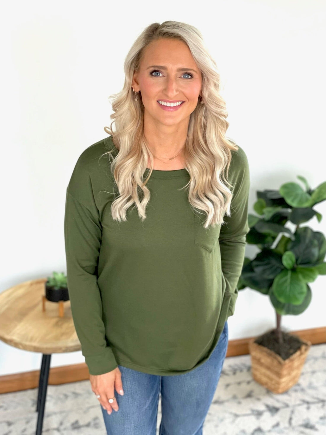 Pocket of Love Top in Olive