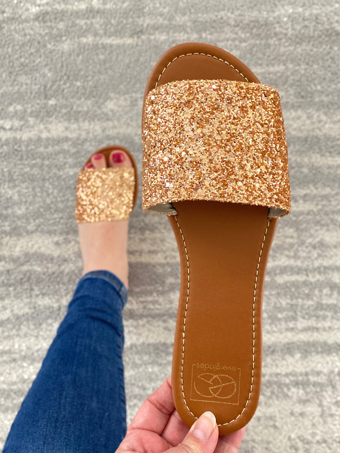 Ritzy Glitter Sandals in Rose Gold