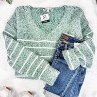 IN STOCK Cozy Striped Sweater - Green FINAL SALE