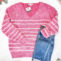 IN STOCK Cozy Striped Sweater - Red