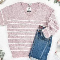 IN STOCK Cozy Striped Sweater - Mauve