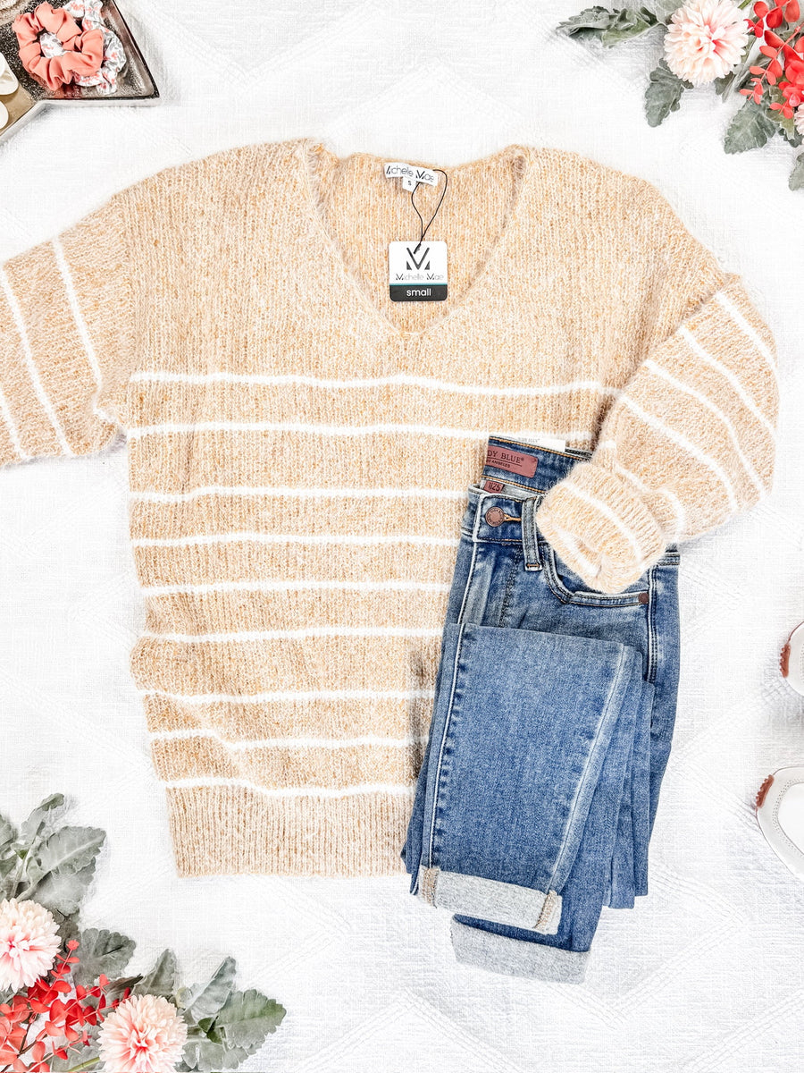 IN STOCK Cozy Striped Sweater - Mustard FINAL SALE