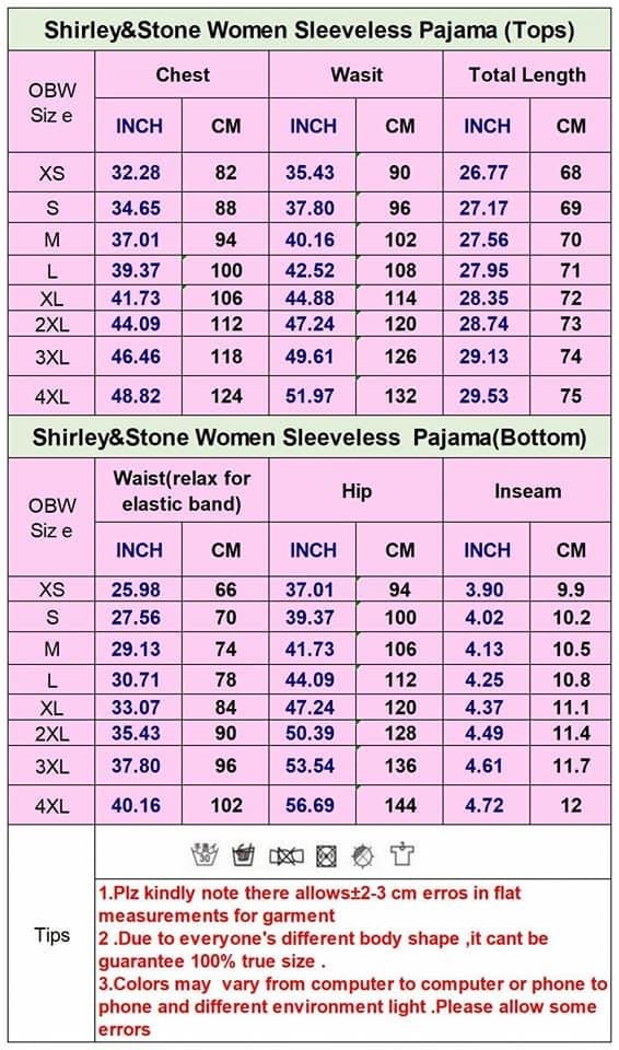 S&S sleeveless short PJS