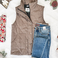 IN STOCK Corduroy Vest - Mocha FINAL SALE