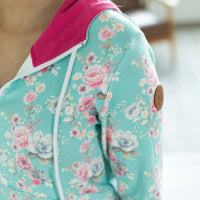 Mint Floral print half zip