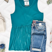 IN STOCK Renee Ruffle Tank - Teal FINAL SALE