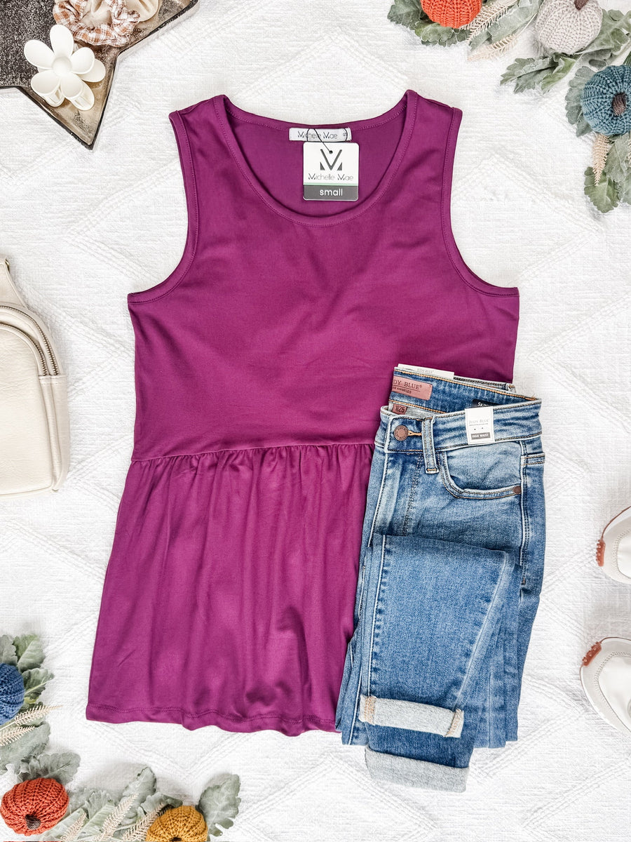 IN STOCK Renee Ruffle Tank - Dark Purple FINAL SALE