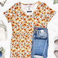 IN STOCK Sarah Ruffle Short Sleeve - Fall Floral FINAL SALE