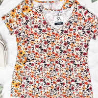 IN STOCK Sarah Ruffle Short Sleeve - Fall Floral FINAL SALE