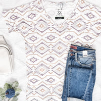 IN STOCK Chloe Cozy Tee - Purple and White Geometric