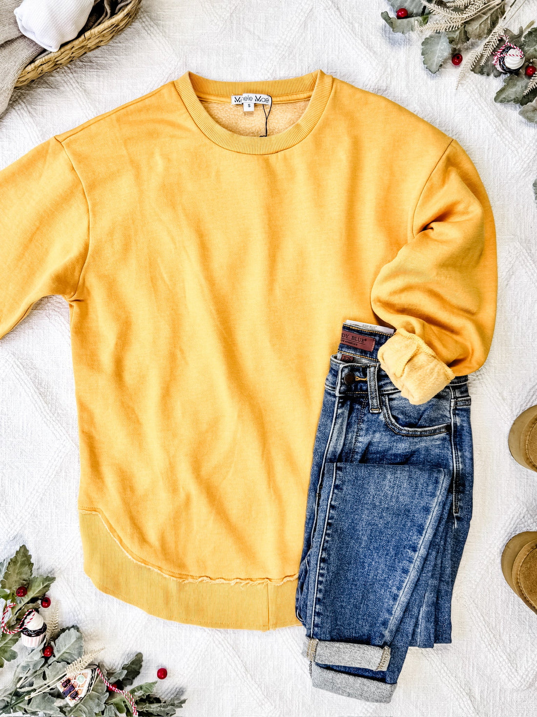 IN STOCK Vintage Wash Pullover - Mustard FINAL SALE