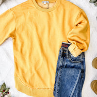 IN STOCK Vintage Wash Pullover - Mustard FINAL SALE