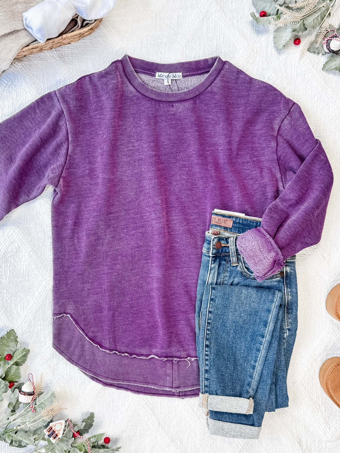 IN STOCK Vintage Wash Pullover - Purple FINAL SALE