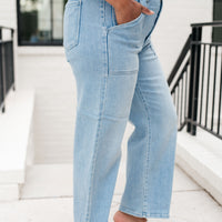 PREORDER: Patch Pocket Wide Leg Jeans in Four Colors