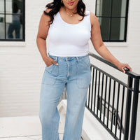 PREORDER: Patch Pocket Wide Leg Jeans in Four Colors