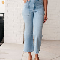 PREORDER: Patch Pocket Wide Leg Jeans in Four Colors