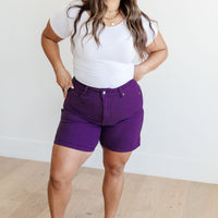Jenna High Rise Control Top Cuffed Shorts in Purple