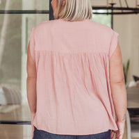 Pleat Detail Button Up Blouse in Pink