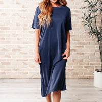 Keeping It Chill Drop Shoulder Maxi Dress in Dark Night