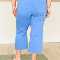 Lisa High Rise Control Top Wide Leg Crop Jeans in Sky Blue