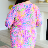 Lizzy Babydoll Top in Blush Rainbow Leopard