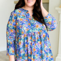 Lizzy Babydoll Top in Royal Multi Fireworks